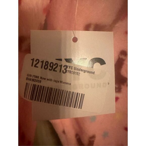 Christmas pastel pink gingerbread O/S HOLIDAY women’s   fleece robe new - Picture 8 of 10